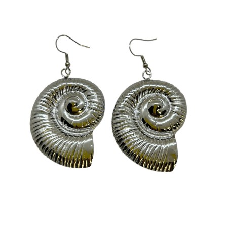 earrings steel silver with shell